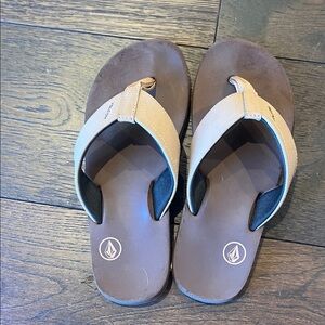 Volcom Tan and Brown Flip Flops